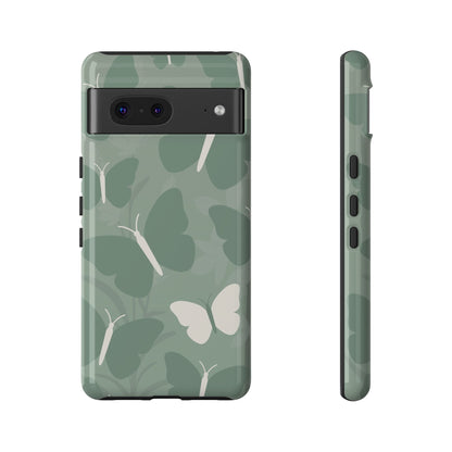 Google Pixel 7 / Glossy Phone Case - Minimalist Mint Green Butterfly Pattern Phone Case