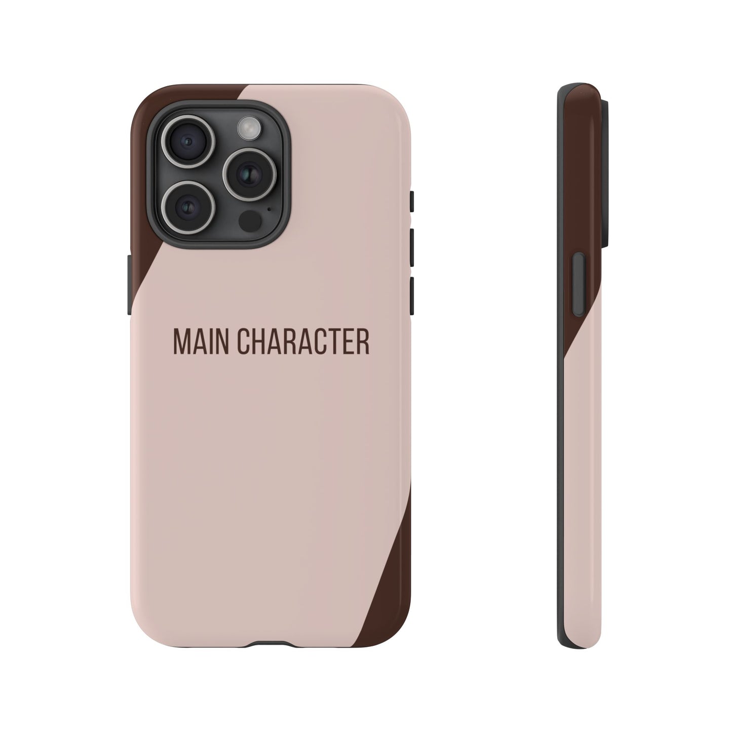 iPhone 15 Pro Max / Glossy Phone Case - Sassy Statement Case ’Main Character’ in Pink & Brown