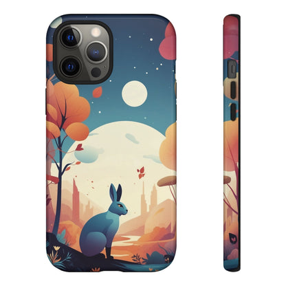 iPhone 12 Pro Max / Glossy Phone Case - Stylised Blue Hare Design Phone Case