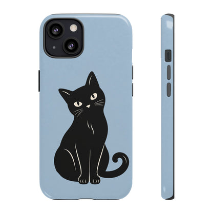 Minimalist Powder Blue & Black Cat Phone Case
