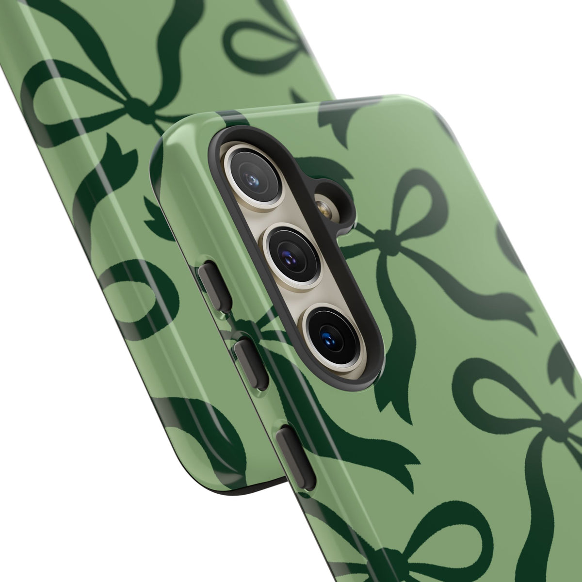 Bold Sage Green and Forest Green Bow Pattern Phone Case - Green Phone Case