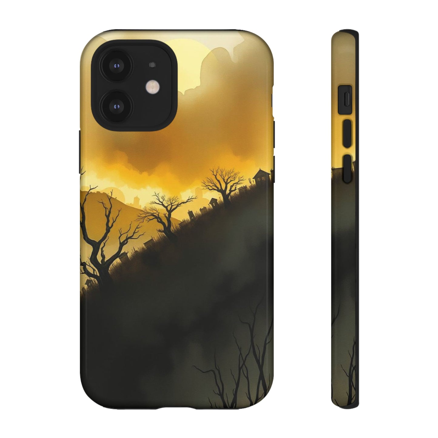iPhone 12 / Glossy Phone Case - Eerie Graveyard Watercolour Design Phone Case