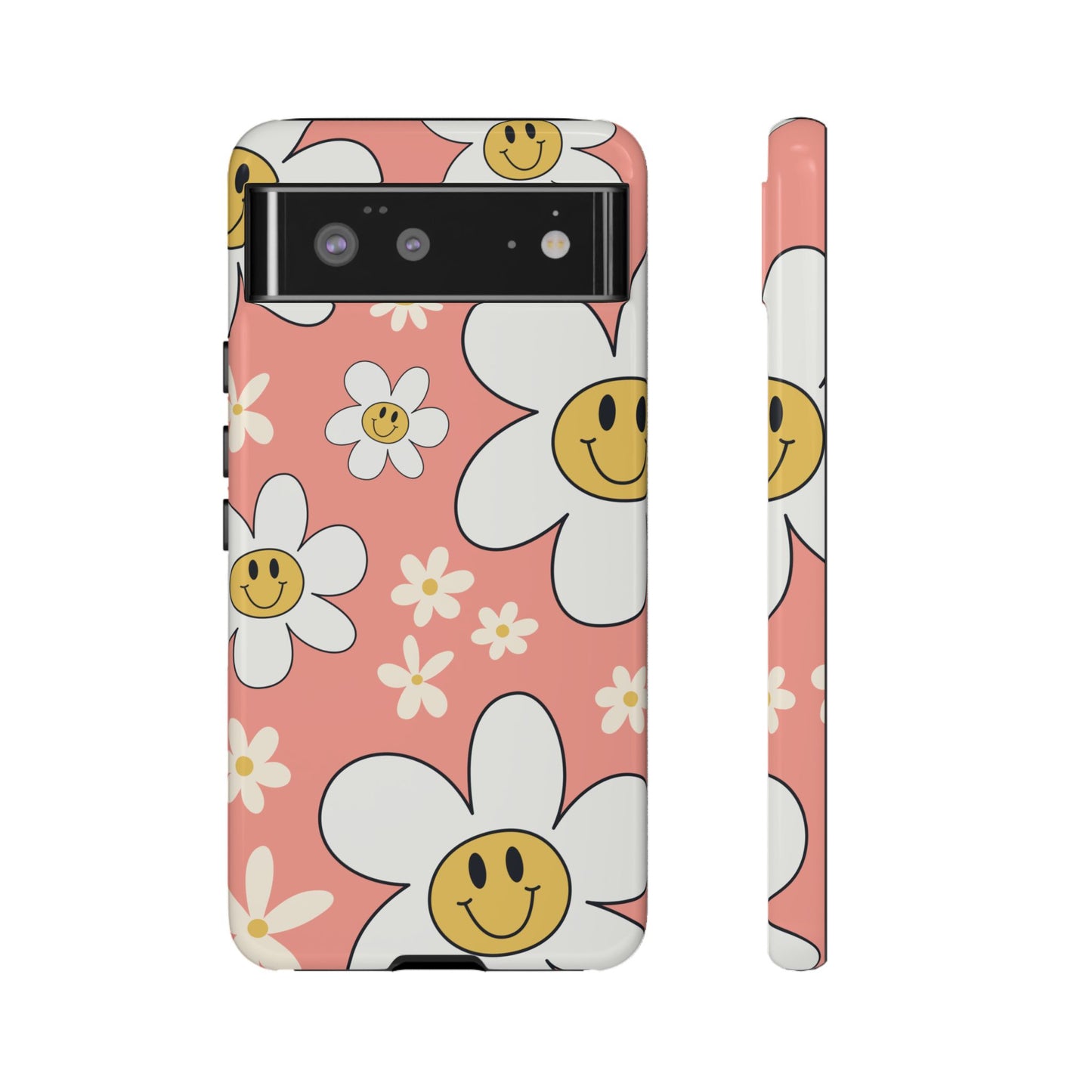Fun Retro Daisy Pattern with Pink Background Phone Case - Pink Phone Case - Google Pixel 6 / Glossy