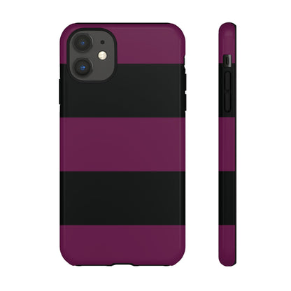 iPhone 11 / Glossy Phone Case - Purple & Black Horizontal Stripe Pattern Phone Case