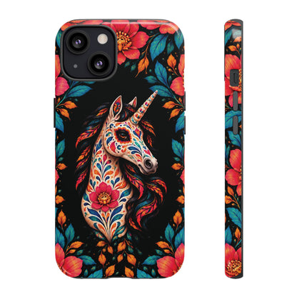 Elegant Pink and Turquoise Calavera Unicorn Phone Case - Phone Case - iPhone 13 / Glossy