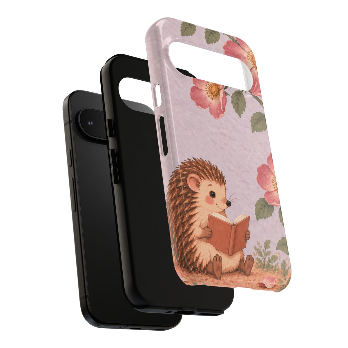 Whimsical Lilac Hedgehog and Wild Rose Phone Case - Purple Phone Case