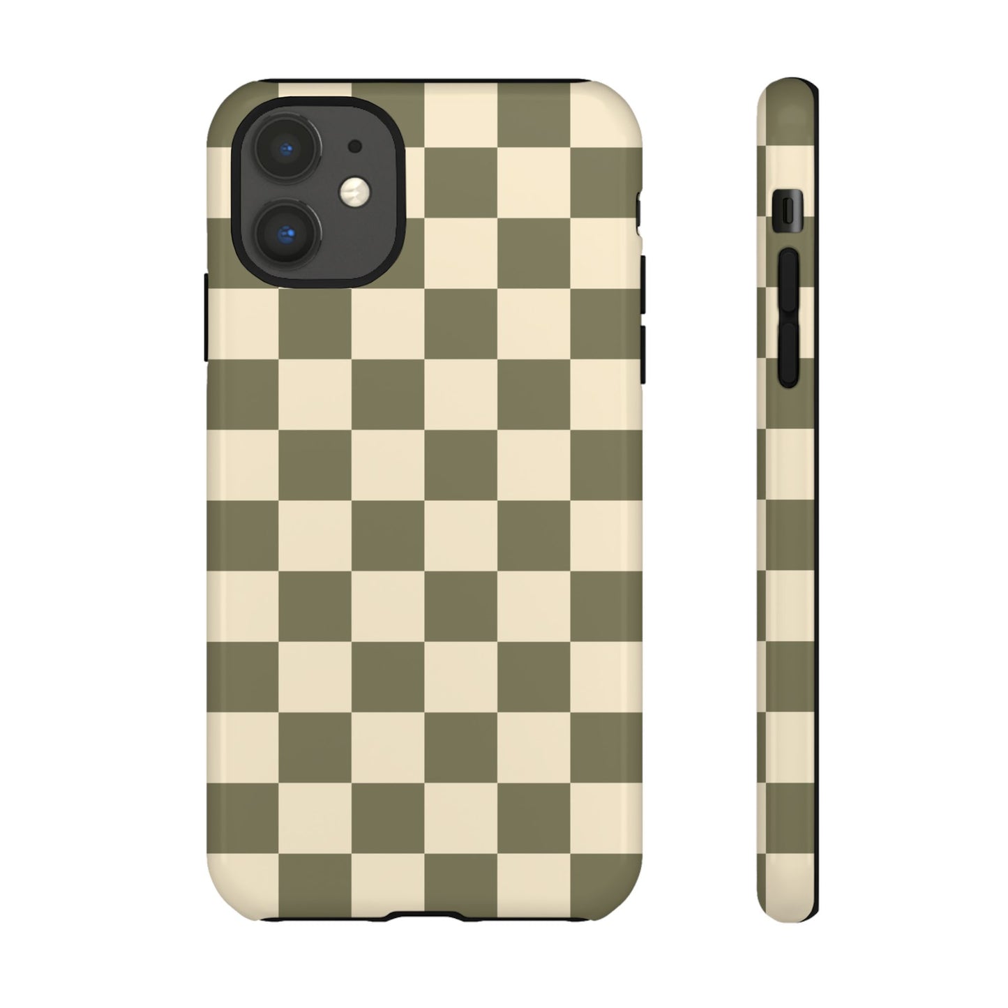 iPhone 11 / Glossy Phone Case - ’Green Checkered Pattern’ Phone Case