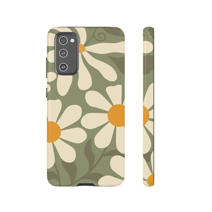 Retro Green Daisy Pattern #2 Phone Case - Green Phone Case - Samsung Galaxy S20 FE / Glossy