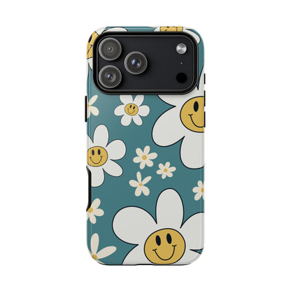 Fun Retro Daisy Pattern with Light Blue Background Phone Case - Blue Phone Case - iPhone 18 Pro Max / Glossy