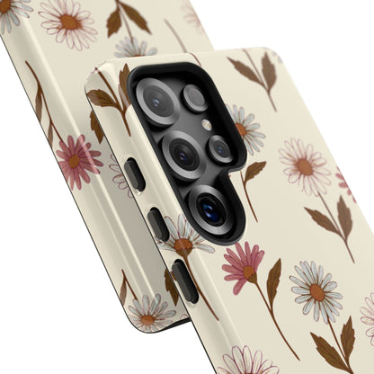 Pretty Cream & Rose Daisy Pattern Phone Case