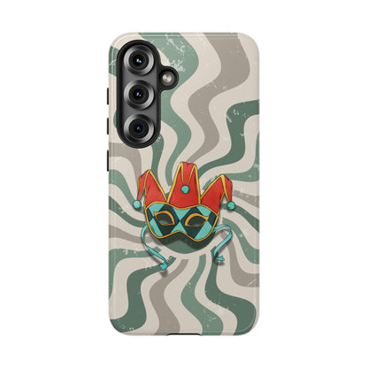 Samsung Galaxy S25 / Glossy Phone Case - Venetian Jester Mask – Green Retro Soft Revival Phone Case