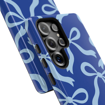 Bold Cobalt Blue and Powder Blue Bow Pattern Phone Case - Blue Phone Case