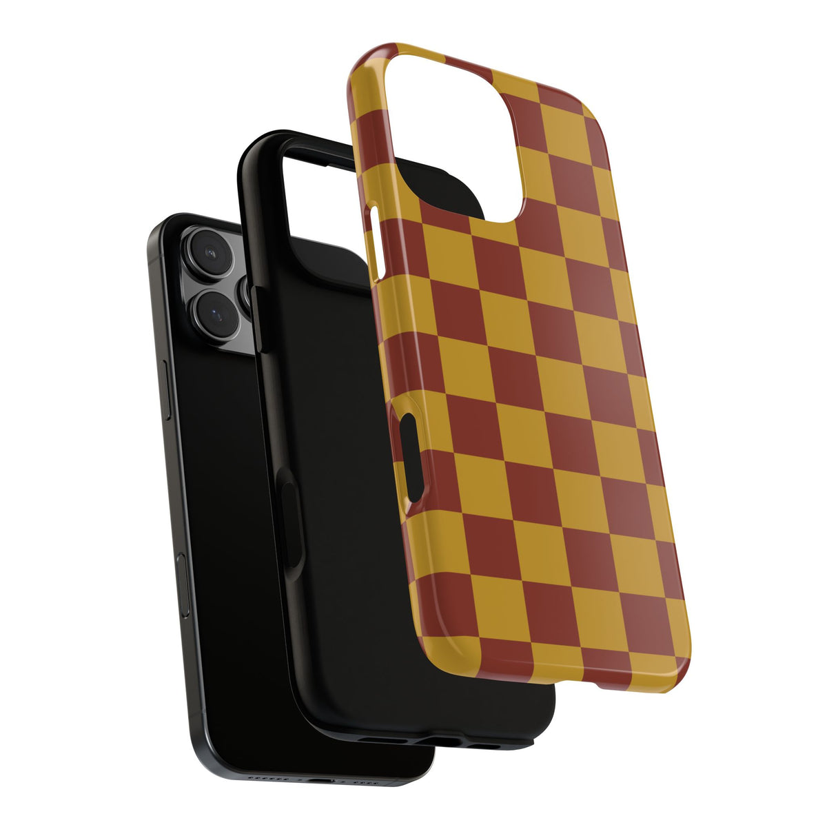 Trendy Mustard & Burgandy Checked Pattern Phone Case - Brown Phone Case