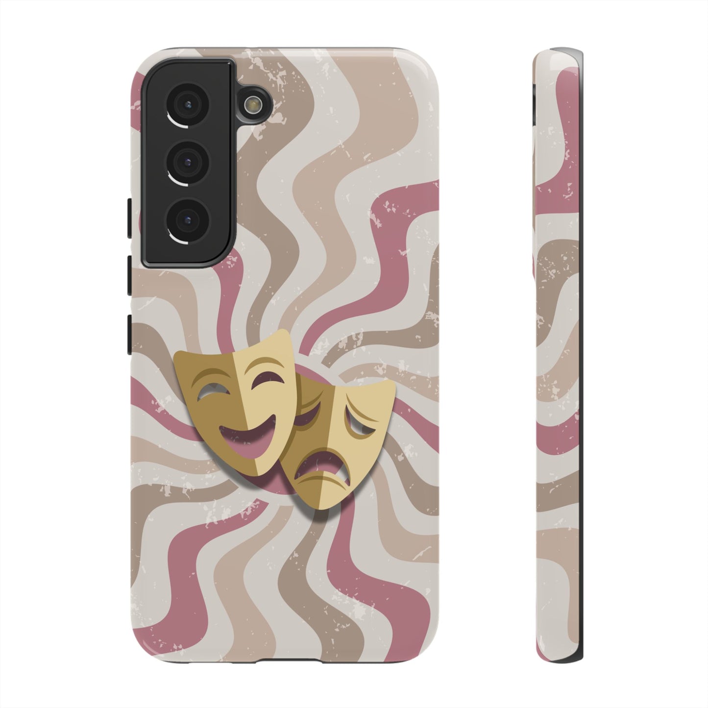 Comedy & Tragedy Masks – Pink Minimal Retro Wave Phone Case - Pink Phone Case - Samsung Galaxy S22 / Glossy