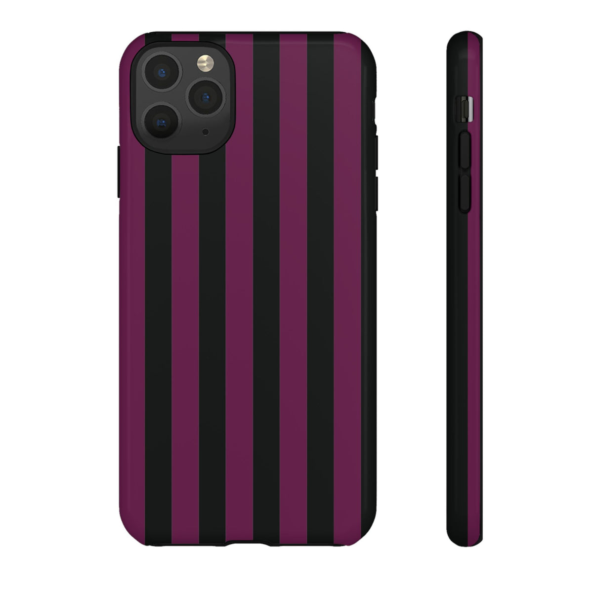 Trendy Plum & Black Stripe Pattern Phone Case - Purple Phone Case - iPhone 11 Pro Max / Glossy