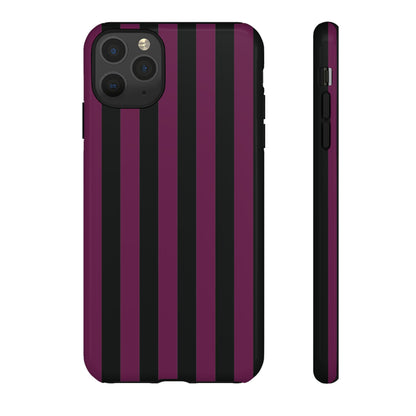 Trendy Plum & Black Stripe Pattern Phone Case - Purple Phone Case - iPhone 11 Pro Max / Glossy