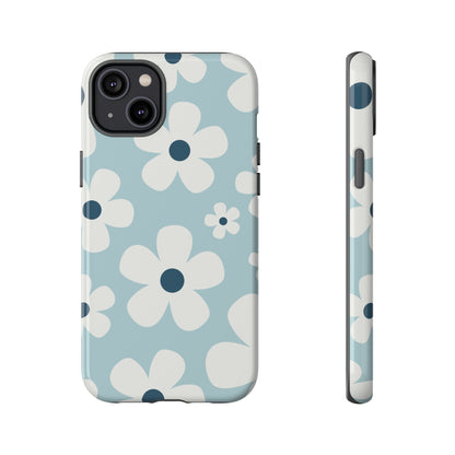 Cute Light Blue Daisy Pattern Phone Case - Blue Phone Case - iPhone 14 Plus / Glossy