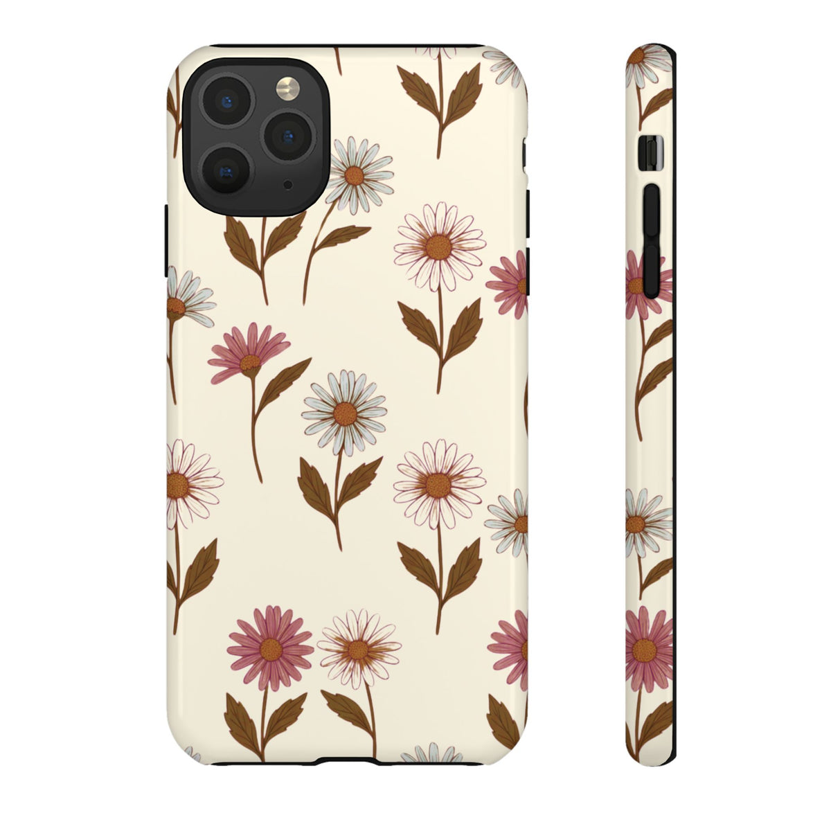 Pretty Cream & Rose Daisy Pattern Phone Case