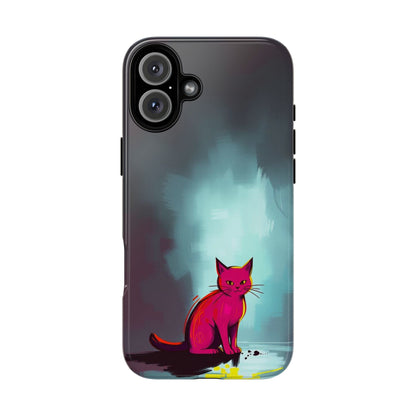 iPhone 16 Plus / Glossy Phone Case - Pop Art Moody Cat Design Phone Case