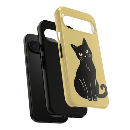 Minimalist Butter Yellow & Black Cat Phone Case