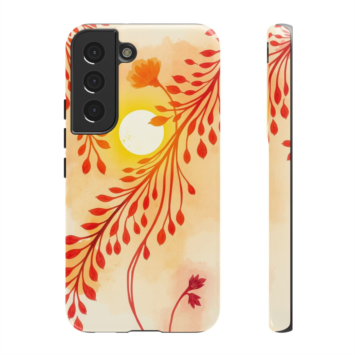 Samsung Galaxy S22 / Glossy Phone Case - Boho Chic Watercolour Sunset Design Phone Case