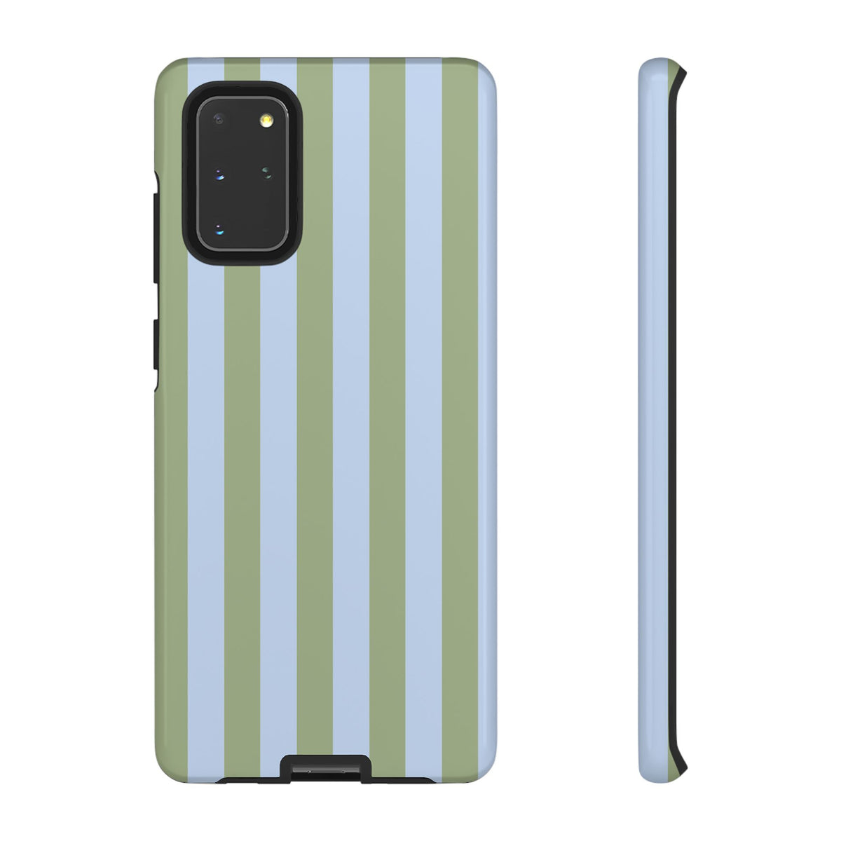 Trendy Ice Blue & Green Stripe Pattern Phone Case - Blue Phone Case - Samsung Galaxy S20+ / Glossy