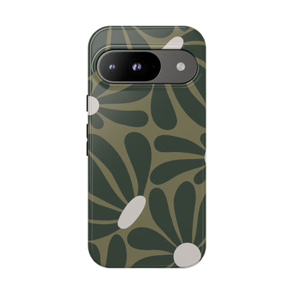 Retro Olive Green Daisy Pattern Phone Case - Green Phone Case - Google Pixel 9 / Glossy