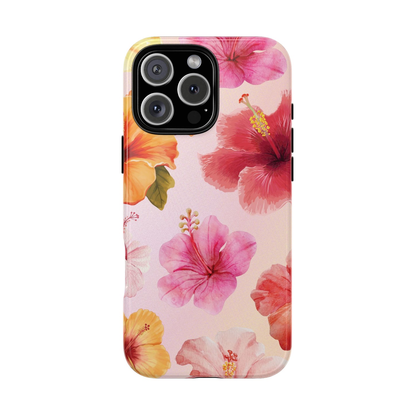 iPhone 16 Pro Max / Glossy Phone Case - ’Pink Hibiscus Pattern #2’ Phone Case