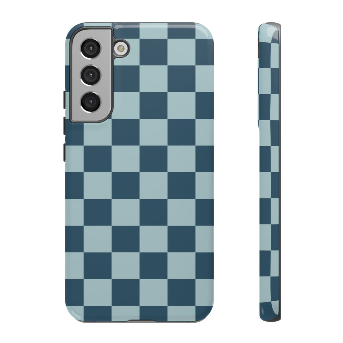 Blue Checked Pattern Phone Case - Blue Phone Case - Samsung Galaxy S22 Plus / Glossy