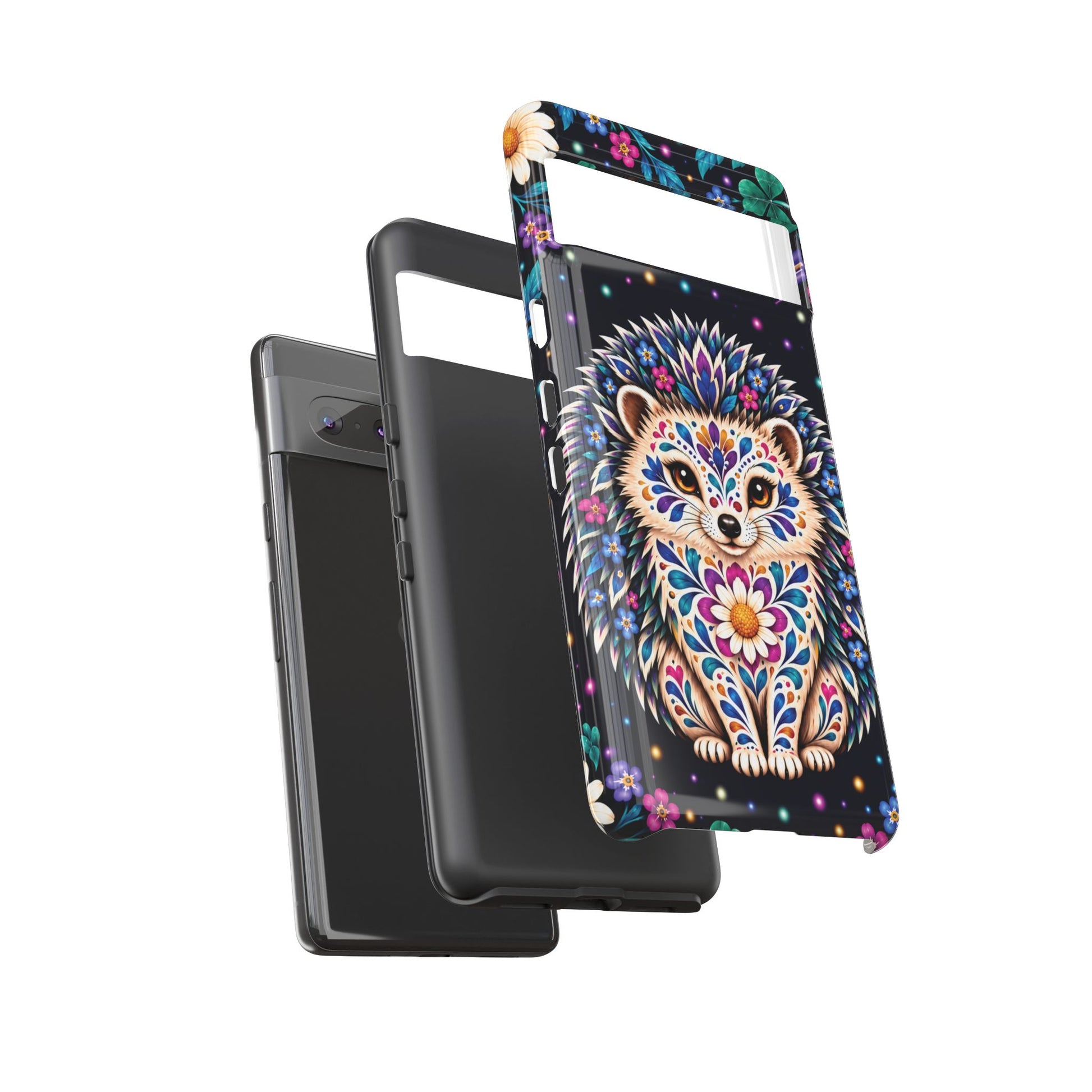 Vibrant Purple and Teal Calavera Hedgehog Phone Case - Multicolor Phone Case
