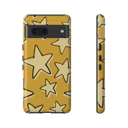 Golden Yellow Doodle Star Phone Case
