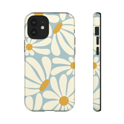 iPhone 12 Mini / Glossy Phone Case - ’Retro Blue Daisy Pattern’ Phone Case