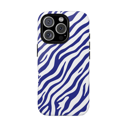 Stylish Electric Blue Zebra Print Phone Case
