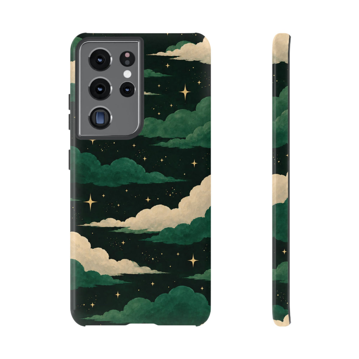 Illustrated Emerald Green Clouds & Stars Phone Case
