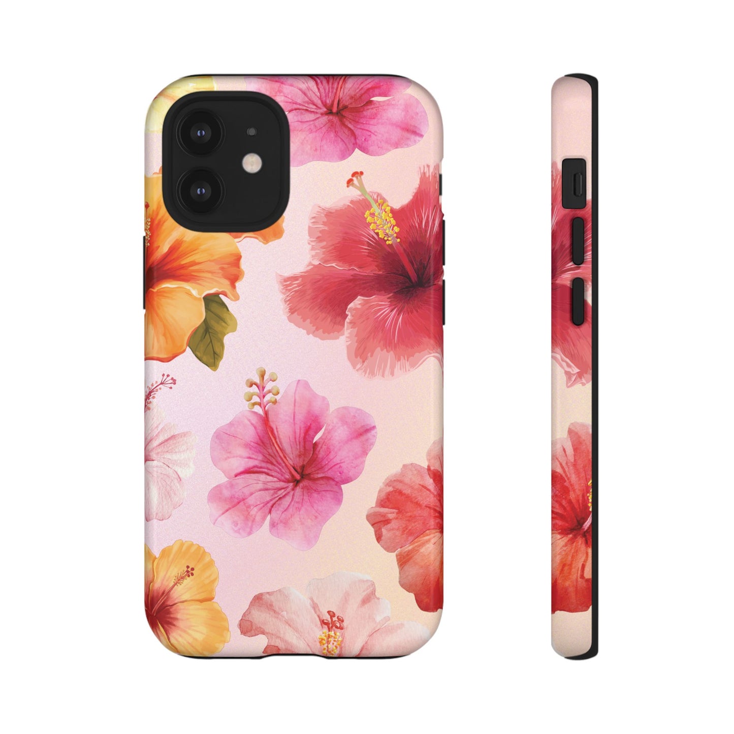 iPhone 12 Mini / Glossy Phone Case - ’Pink Hibiscus Pattern #2’ Phone Case
