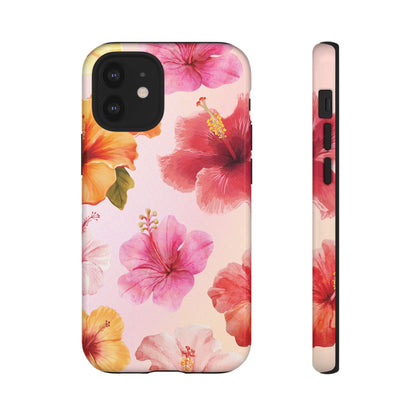 iPhone 12 Mini / Glossy Phone Case - ’Pink Hibiscus Pattern #2’ Phone Case