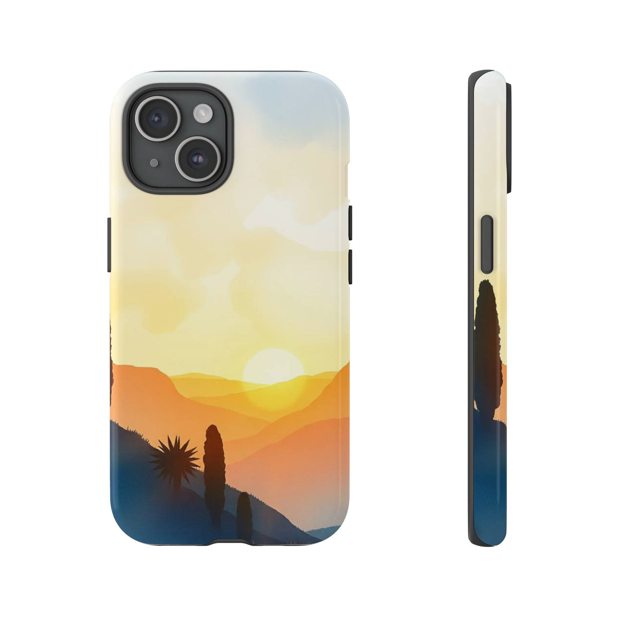 Watercolour Sunset Design Phone Case - Multicolor Phone Case - iPhone 15 / Glossy