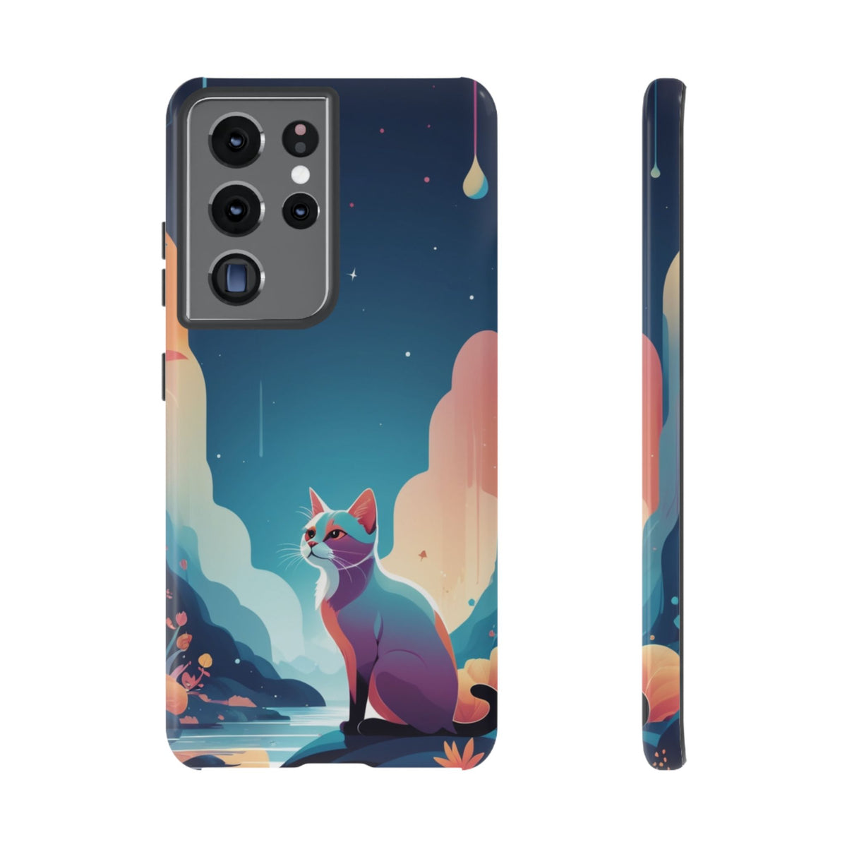 Stylised Cat Design Phone Case - Multicolor Phone Case - Samsung Galaxy S21 Ultra / Glossy