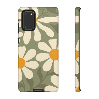 Retro Green Daisy Pattern #2 Phone Case - Green Phone Case - Samsung Galaxy S20+ / Glossy