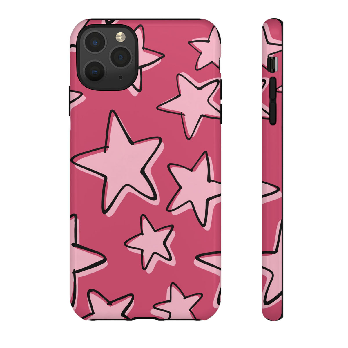 Raspberry Pink Doodle Star Phone Case
