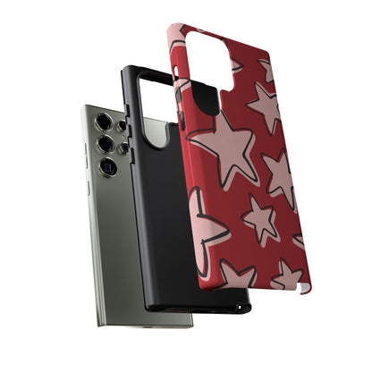 Cherry Red Doodle Star Phone Case