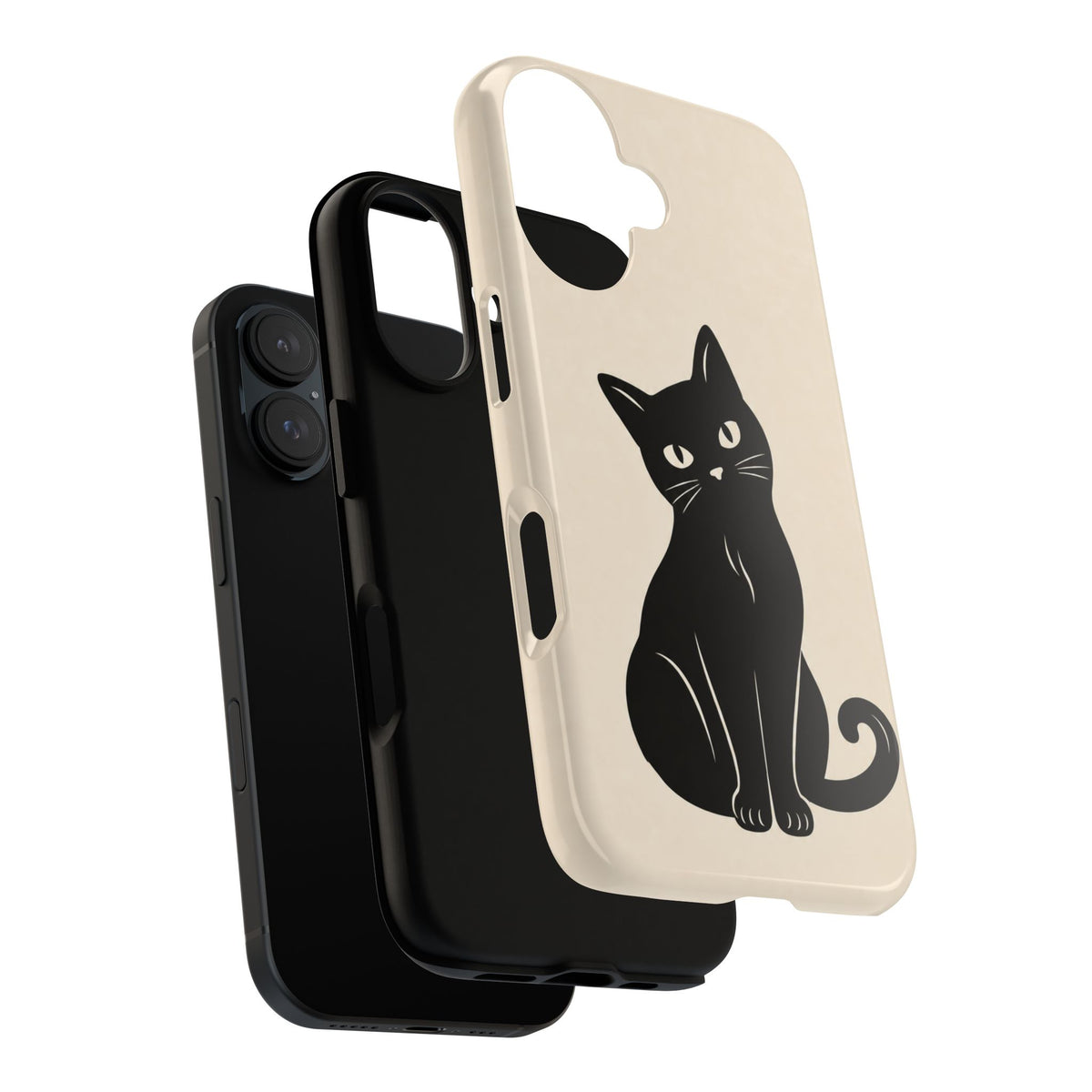 Minimalist Cream & Black Cat Phone Case