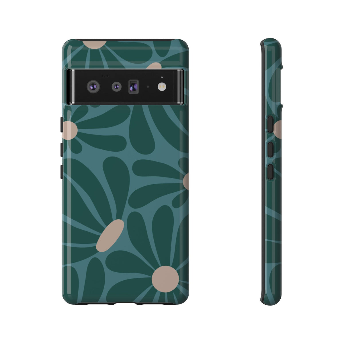 Retro Turquoise Daisy Pattern Phone Case - Green Phone Case - Google Pixel 6 Pro / Glossy