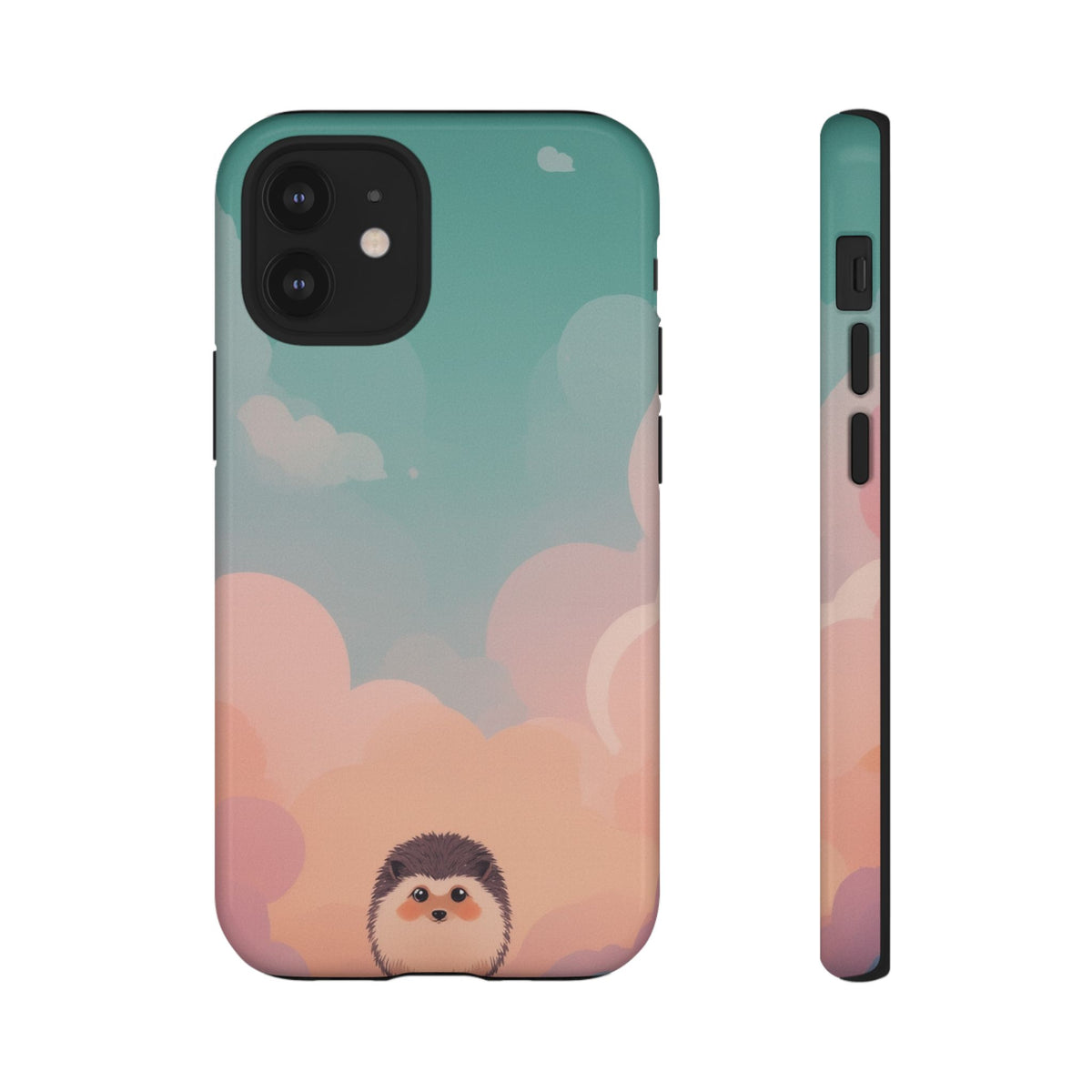 Cute Hedgehog & Cloud Design Phone Case - Multicolor Phone Case - iPhone 12 Mini / Glossy