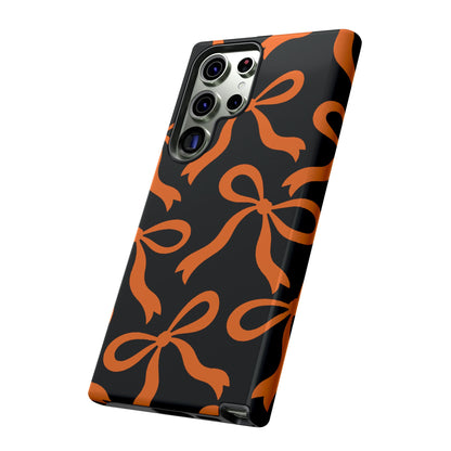 Bold Black and Burnt Orange Bow Pattern Phone Case - Black Phone Case