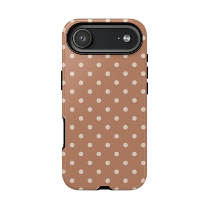iPhone 17 Air / Glossy Phone Case - Brown with White Dot Pattern Phone Case