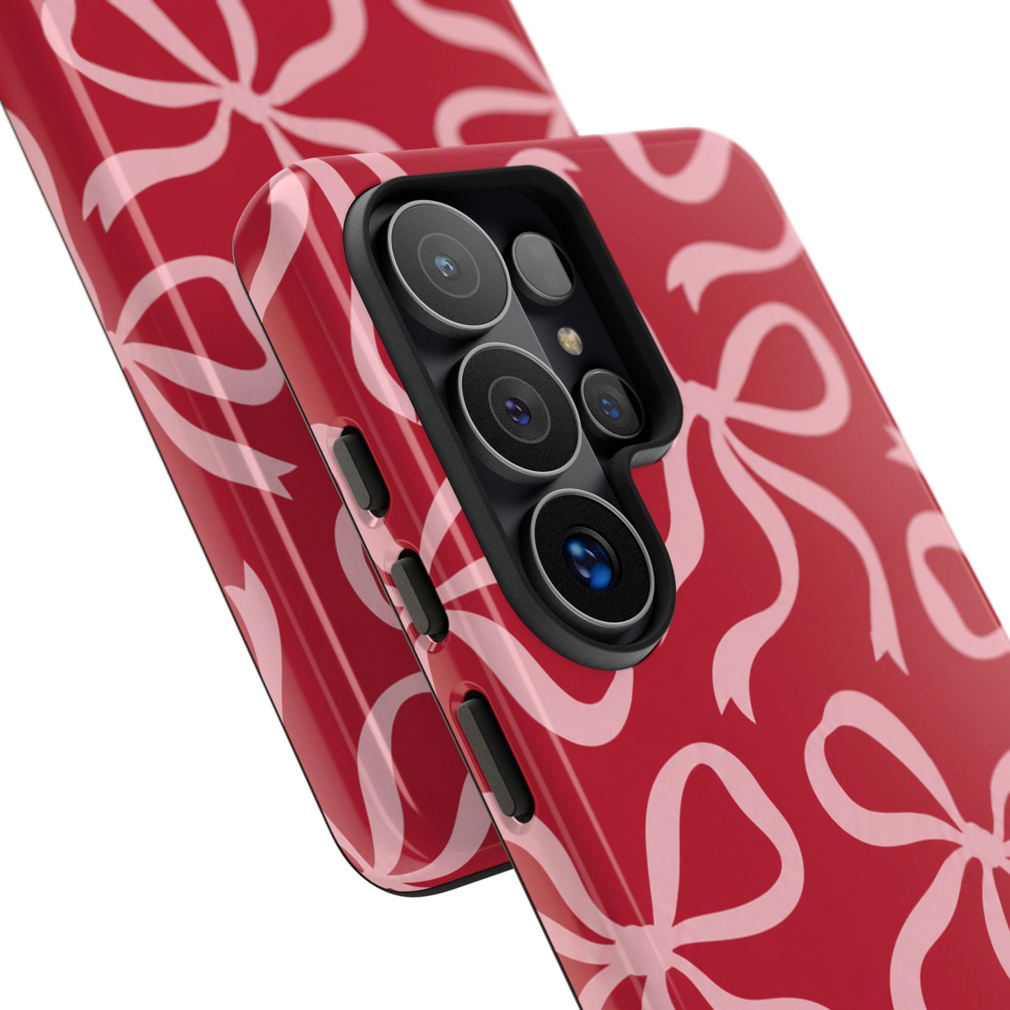 Bold Raspberry Red and Blush Pink Bow Pattern Phone Case