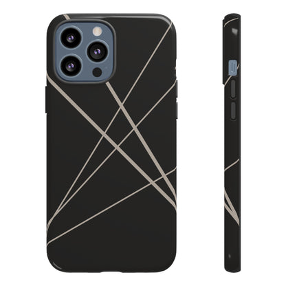iPhone 13 Pro Max / Glossy Phone Case - Abstract Black with Grey Lines Phone Case