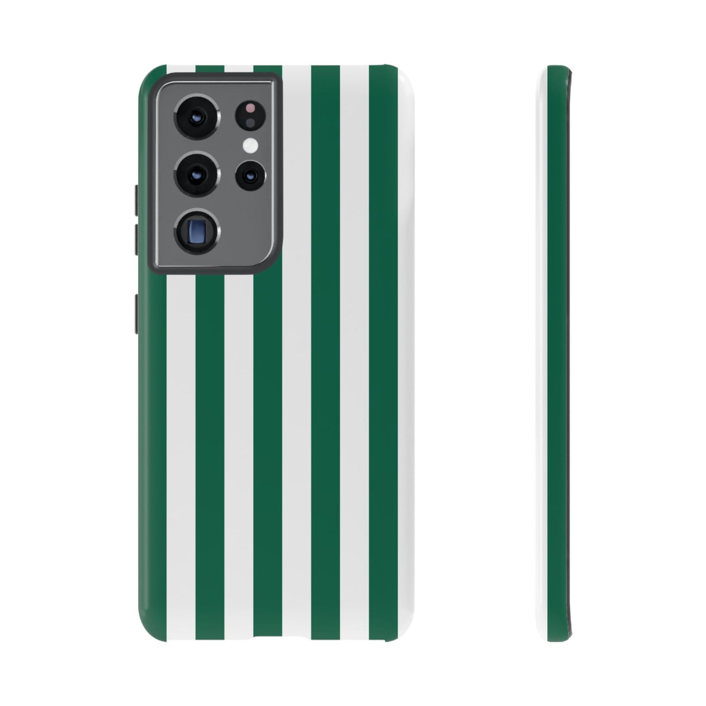 Samsung Galaxy S21 Ultra / Glossy Phone Case - Simple Green & White Stripe Pattern Phone Case
