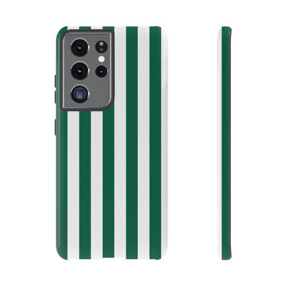 Samsung Galaxy S21 Ultra / Glossy Phone Case - Simple Green & White Stripe Pattern Phone Case